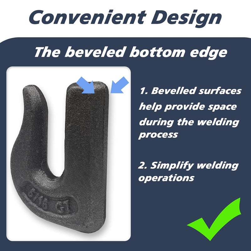 HANDRERLEE 8 Pack Weld-On Chain Grab Hook, G70 5/16" Forged Chain Hook, Heavy Duty Weldable Grab Hooks for Tractors, Truck, Forklift, Trailers - 4,700 lbs WLL - Image 3
